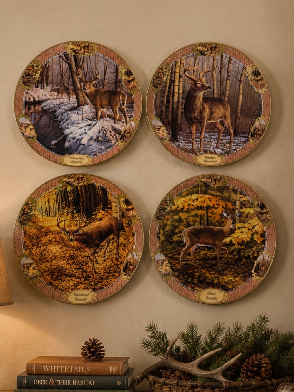 The Bradford Exchange Deer Seasons Wall Plate Set in Brown, Gold and White